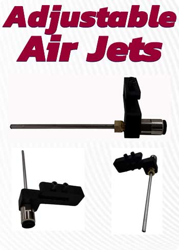 adjustable air jet for vibratory feeder bowl