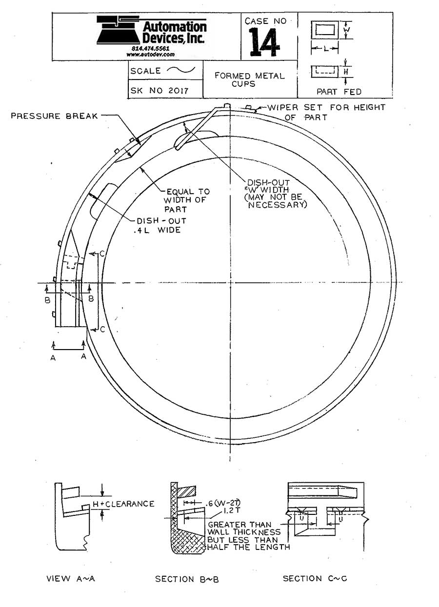vibratory feeder bowl tooling instructions for rectangular cup and cap shaped parts