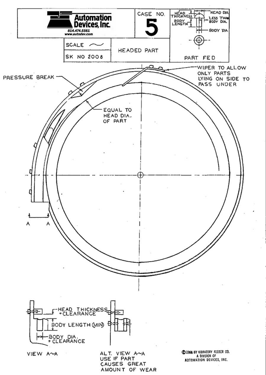 vibratory feeder bowl tooling instructions to orient headed parts